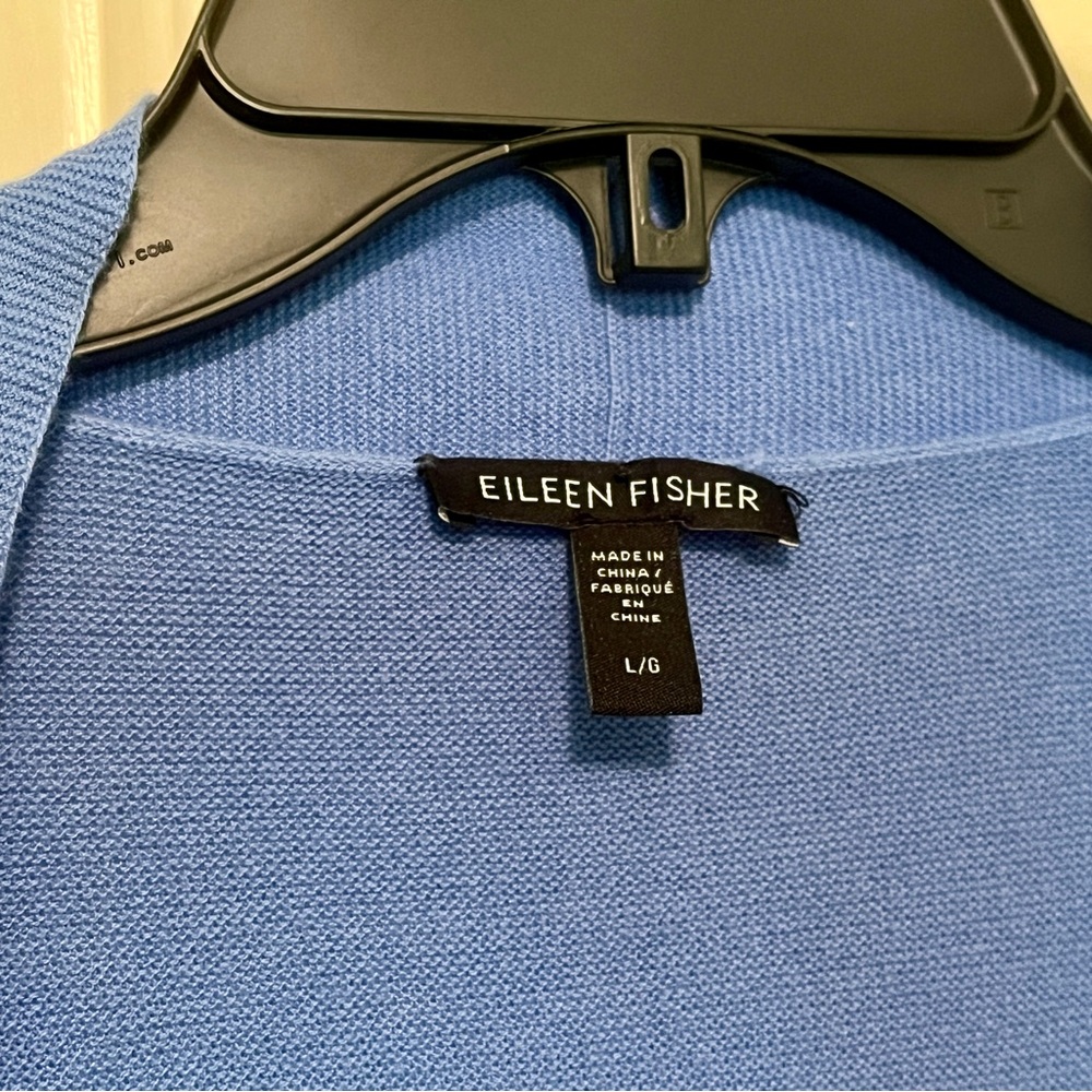 Eileen Fisher Blue Open Front Cardigan Sweater - Picture 3 of 4